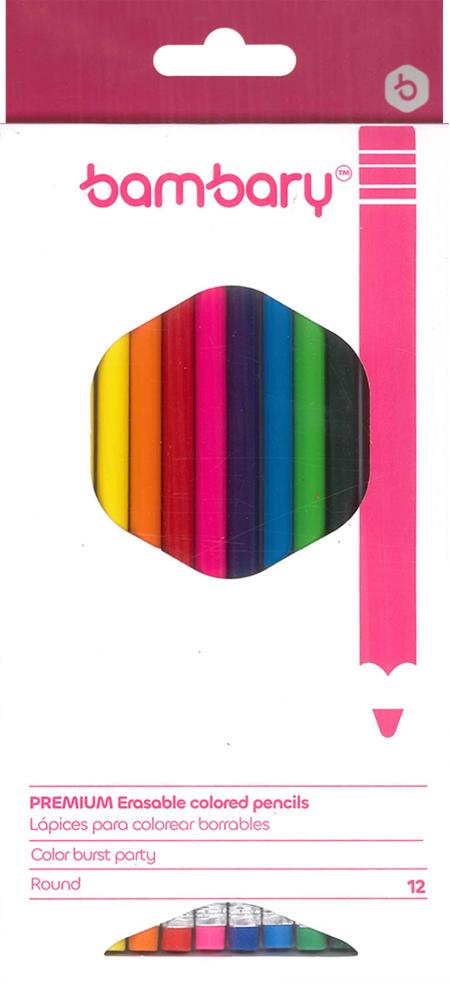 Caja de Lapices de Colores Borrables X 12 Unidades Bambary
