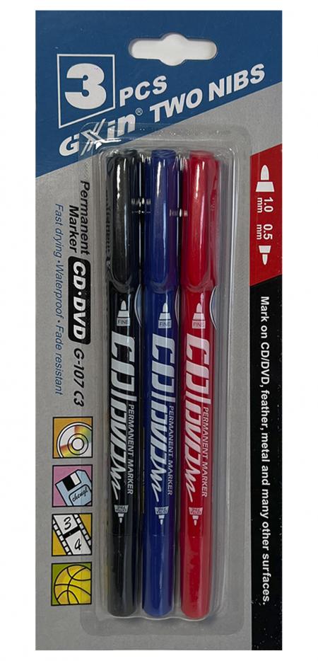 Marcadores Permanentes Doble Punta X3pcs G-107c3