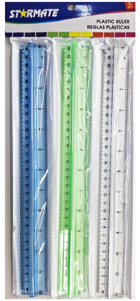 Estuche de Reglas Plasticas con Sujetador X3pcs  Str-6024